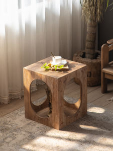 American Retro Old Style Solid Wood Square Small Coffee Table Living Room Balcony Sofa Side Table B & B Shop Furnishings