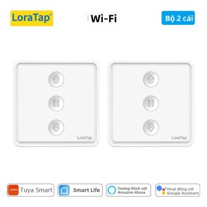 LoraTap Tuya Smart Life Công Tắc Rèm Cuốn Màu Trắng Điều Khiển Từ Xa Tương Thích Với Google Assistant & Alexa 2.4GHz Wi-Fi