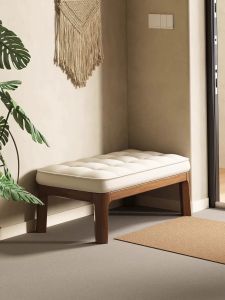 SAMEDREAM | Nordic Style Soft Padded Wooden Bench for Entryway