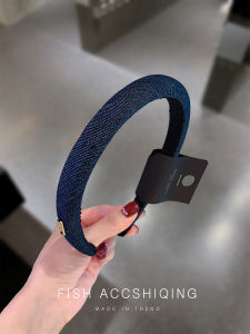 2025 ใหม่ หมวกคล้องผมสีน้ำเงินเดนิม หมวกคล้องผมผูกโบว์ผีเสื้อ หมวกคล้องผมแบบบาง หมวกคล้องผมทรงสูง หมวกคล้องผมแบบเรียบง่ายสำหรับผู้หญิง