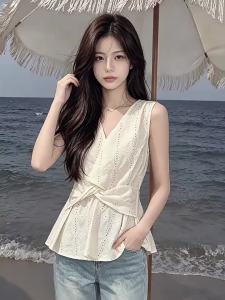 La Chapelle | Áo Dạ Cổ V Kết Thân Dạng Xỏ Ngang Không Tay