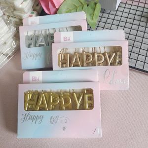 Gold Silver Birthday Greeting Candle Alphabet Decorative Candles Smokeless Coated Letter Cakes Decoration Baby One Year Old