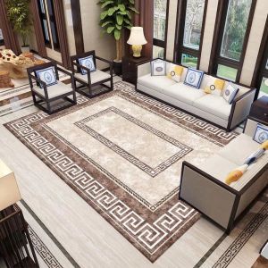 Thickened Flocking Carpet Living Room Bedroom Bedside European Style New Chinese Style Tea Table Full Coverage Soft Large Size Home Use Rug