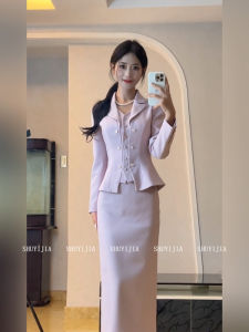 Syj Shuyijia French Style plus Size Suit Set Womens Slim Fit High Waist Skirt And Jacket Outfit Fashionable plus Size Clothing