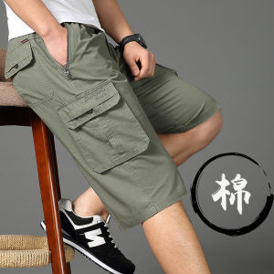 New Mens Loose Fit Thin Cotton Outdoor Casual Pants Seven-Foot-Length Workwear Shorts Pure Cotton plus Size Leisure Trousers