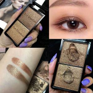 Paletteแต่งตาสองเฉดสีอ่อนสำหรับแต่งหน้าทุกวัน สีบริสุทธิ์ กลิตเตอร์ แวววาว ราคาไม่แพง ผลิตจากจีน