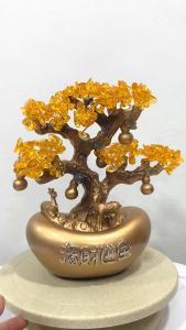 Pajangan Pohon Uang Rusa Fortune Money Tree Emas Gold Fengshui Rezeki