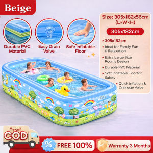 Beige Large Inflatable Swimming Pool For Kids Swimming Pool With Air Pump Adult Pools Family Size Thickened