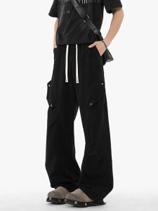 Quần Dài Ice Silk Thường Ngày Cho Nam Mùa Hè Mỏng Rộng Rãi Ống Đứng Phong Cách Mỹ Cao Đường Phố Thể Thao Quần Dài Ống Rộng