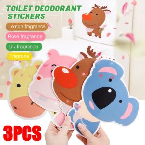 3Pcs Animal Toilet Deodorant Stickers Cartoon Rose Lemon Jasmine Fragrant Toilet Stickers Remove Odor Toilet Decoration Sticker
