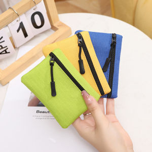 กระเป๋าเงินแบบมินิมีซิปแบบผู้ชายผู้ชายบางเฉียบกระเป๋าถือใส่เหรียญบัตรธนบัตรเครดิตกล่องกระเป๋าถือที่ใส่กุญแจ Moneyclip