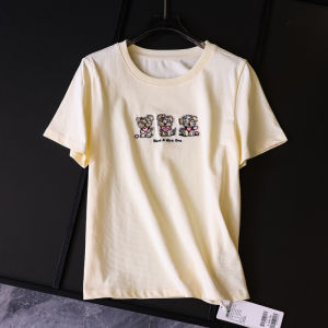 Fun Cartoon Dog Embroidery Loose Slim round Neck Short Sleeve Womens T-shirt Cotton Casual Summer New Style Z254