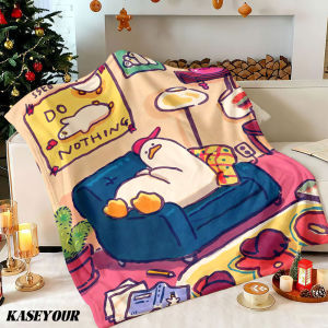 Beast Kingdom | Lazy Duck Chill Space Winter Summer Flannel Blanket Throw Fleece Soft Fuzzy Plush Cozy Fleece Blankets for Sofa Ideal Gifts