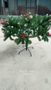 3FT/4FT/5FT/6FT Snow Flocked Christmas Tree with Pine Cones Red Berries + 10m LED Lights Xmas Tree