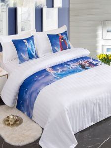 Cartoon Elsa Hotel Bed Flag Tail Curtain Child Parent Room Decorative Coverlet Polyester Fiber Bedding Accessories