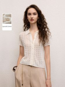 LANCY FROM 25 | Elegant Collar Short Sleeve Knit Blouse