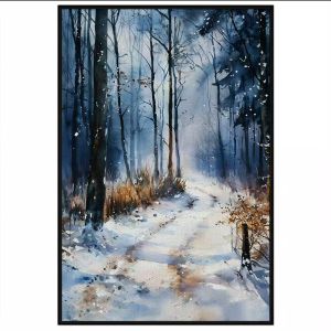 Tranh phong cảnh mùa đông màu nước. Tranh treo tường dán tường canvas trang trí.CGI-1794