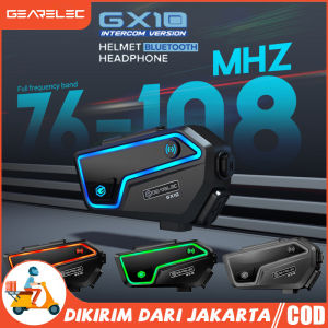 [Stok Lokal] GEARELEC GX10 Bluetooth 5.2 Helm Sepeda Motor Sistem Interkom 10 Pengendara IP67 Tahan Air Nirkabel BT Interphone Headset dengan FM Radio Berbagi Musik COD