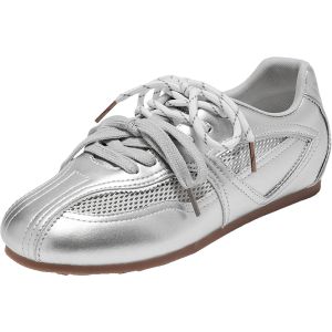 Agsdon | Silver Breathable Mesh Ballet Style Popular Trainer Shoes