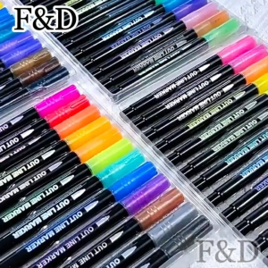 F&D Color dual line outline pen set metal marker pen for DIY creative art pens