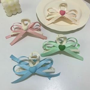 🔥IVY Princess Style Headdress Large Bow Girl Hair Claw Clip Satin Ribbon Heart Shark Clip