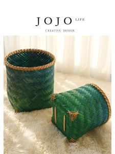 Handwoven Storage Basket Trash Can Retro Vintage Style Home Decor Mr Grocery PD L Jojos L PD Miscellaneous Goods Master
