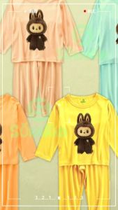 Bộ dài taybộ thu đông bé trai bé gái hình in labubu cho bé từ 6kg-30kg.DT08