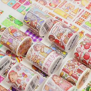 [Whole Roll 整卷]  Small Mochi Cute Washi Tape Cute Journal Tape Loop Cute Stickers Roll 5m Cute Stationery 小麻薯新款胶带请你严肃点奶茶嘉年华特油胶带手帐胶带