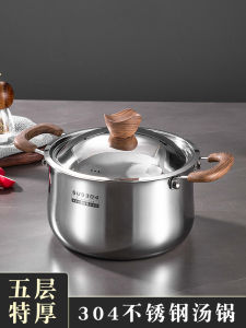 Thickened Food Grade 304 Stainless Steel Soup Pot Double Earled Special for Home Use And Gas Stove Induction Cooktops