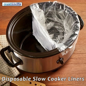 JustLiving 10ชิ้นสโลว์คุกเกอร์สะอาดหม้อหุงต้มแบบ 3-8 Quart รูปไข่และ Pot Bulat-BPA สำหรับการทำครัวไม่ขัด ฟรีอุปกรณ์