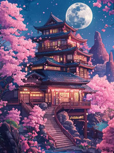 Jigsaw Puzzle for Adults 500/1000/1200/2000PCS Moonlit Floral Cityscape Artwork Mindful Game Stress Relief Decor Gift