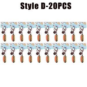 1/5/10/20PCS Faux Food Keychain Pendant Pvc Burger Fries Pizza Hot Dog Toy Keychain Backpack Charm
