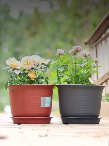 กระกระถางดอกไม้พลาสติกเรซินหนา กระถางแคคตัส(กลม) สไตล์นอร์ดิก กระถางดอกไม้เลียนแบบเซรามิก