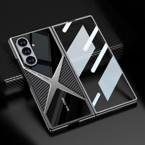 X Shap Race Car Design Case for Samsung Galaxy Z Fold 7 Case with Built-in Screen Protector Slim Fit PU Leather Plating Hard PC Shockproof Phone Case for Samsung Z Fold 6 Case