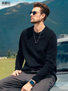 7A Antibacterial Quick Dry Long Sleeve round Neck T-Shirt Mens Casual Basic Style Comfortable Cotton Top for Autumn Winter