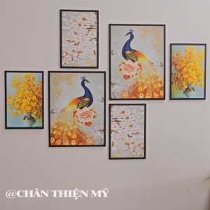 Set 6 Tranh Dán Tường 3D Hiện Đại Tranh Treo Tường Phòng Khách Khổ Lớn Có Sẵn Keo 2 Mặt