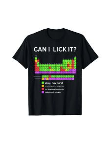 Người Lớn Hài Hước: Tôi Có Thể Liếm Nó Được Không? Áo Thun Họa Tiết Bảng Tuần Hoàn 100% Cotton Cổ Tròn Kiểu Dáng Giản Dị Với Thiết Kế Hóa Học Hài Hước