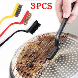 3Pcs Gas Stove Cleaning Brushes Kitchen Tool Metal Fiber Brushes Iron Brush Cleaning Wire Brush Copper Cleaning Tools