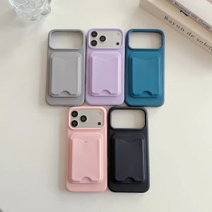 Ốp Điện Thoại Silicon Lỏng Từ Tính Cao Cấp Cho iPhone 15/16/17 Pro Max Với Ngăn Đựng Thẻ Magsafe Chống Sốc Màu Kẹo Ngọt Kiểu Ví
