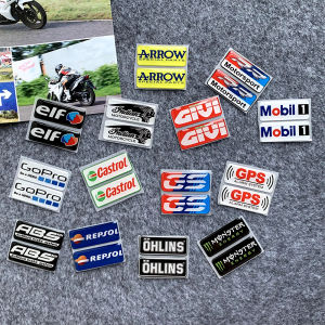 1 Pair of 3D Resin Gel Mini Stickers ARROW Gopro Castrol Repsol OHLINS Mobil Monster ABS GPS GS RR Elements Modified Motorcycle Stickers for Yamaha Honda Suzuki
