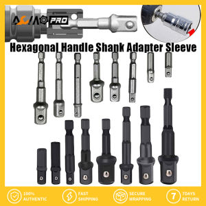 AumoPro 8Pcs 1/4" 3/8" 1/2" Socket Adapter/Extension Set Impact Hex Shank Drill Bits Set for Drill CR-V Quick Change Nut Driver Socket Bit Set Adapters To Use with Drill Chucks or Screw Impact Drivers