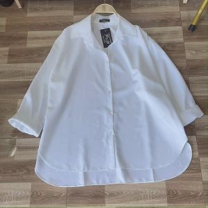 Áo sơ mi Bigsize nữ 60-95kg kiểu đuôi tôm tôn dáng basic trắng đen mặc đi học đi làm -  SMDT