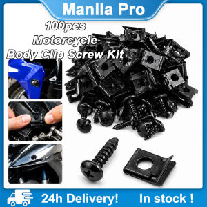 100pcs Body Clip With Bolt Flairings Body Bolt U-Type Clips Screw Nut Genuine Part Accessories Motorcycle Clips Screw
