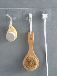 Strong Adhesive Hook Sticky Wall Mount Kitchen Power Socket Head Transparent No Trace Plastic Storage Organizer for Home