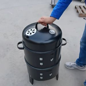 3-in-1 Built-In Thermometer Outdoor Barbecue Charcoal Hood Perfect for Outdoor Barbecue and Backyard Cooking