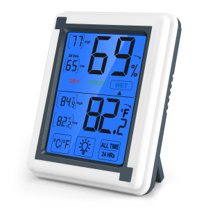 Brifit LCD Digital Thermometer Hygrometer Temperature Humidity Monitor Indoor Room Thermometer with Humidity Monitor Touch Screen，suitable for Homes and Offices