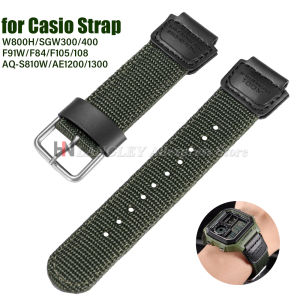 Nylon Watch Strap for Casio AE-1200WH SGW-300 AQ-S810W F91W W800H 18mm Canvas Bracelets Men Sport Watchband Black Green Bracelet