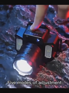 LED Sensor Headlamp Camping Spotlight 5 Zoom Modes and High Beam Outdoor Headlamp