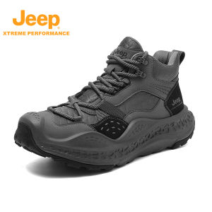 Jeep | Jeep Mens Mid-Cut Hiking Shoes Anti-Slip Thick Bottom Outdoor Work Boots Autumn Winter Mountain Climbing Shoes Breathable Shock Absorption