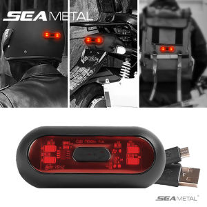 SEAMETAL Motorcycle Helmet Brake Light USB Rechargeable LED Safety Warning Helmet Tail Lights With 3 Lighting Modes Waterproof